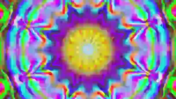 Světlý a pestrý kaleidoskopový krystal odraz třpytící se pozadí. — Stock video