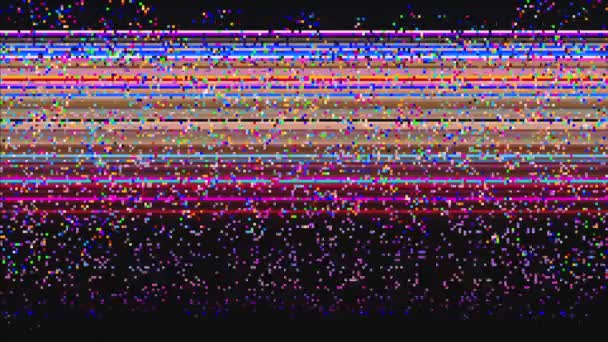 Multi-színes rossz TV utánzat fényszivárgás képzelet háttér. Glitch művészet. — Stock videók