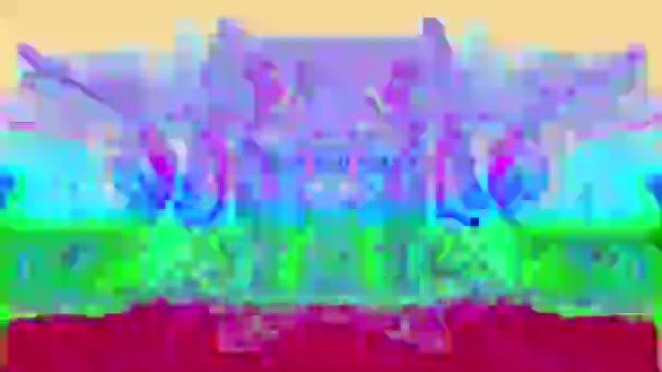 Chyba barevných dat neonová Sci-Fi třpytící se pozadí. — Stock video