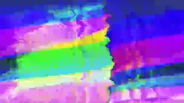Colorful data glitch neon futuristic holographic background. — Stock Video