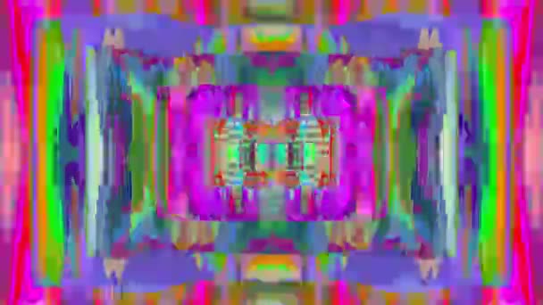 Veelkleurige geometrische Sci-Fi psychedelische glinsterende achtergrond. — Stockvideo