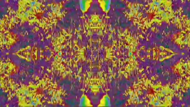 Digitální psychedelický futuristický futuristický třpytivý kaleidoskop. — Stock video