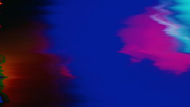 Levendige data glitch neon futuristische holografische achtergrond. Oude Vhs tape imitatie voor creatief gebruik. — Stockvideo