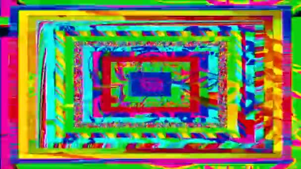 다채 로운 네온 미래적 인 유행성 홀로그램 배경. 오류가 있는 컴퓨터 데이터 모방. — 비디오