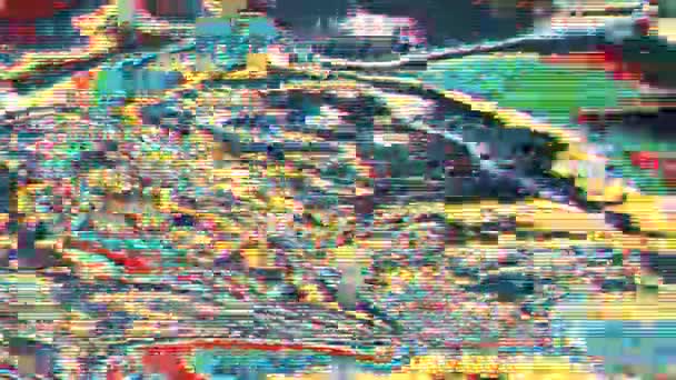 Dati casuali glitch neon nostalgico sfondo scintillante. — Video Stock