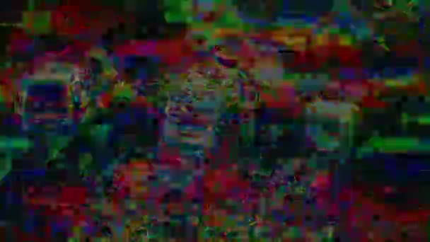 Colorful bad tv imitation, damaged graphic adapter effect, glittering background. — Stock Video