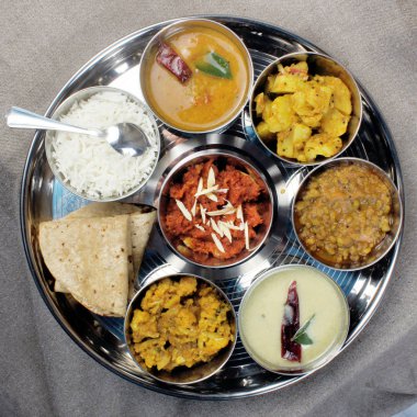 Delicious & Healthy indian veg food thali Fulfill with vegetarian meal. clipart