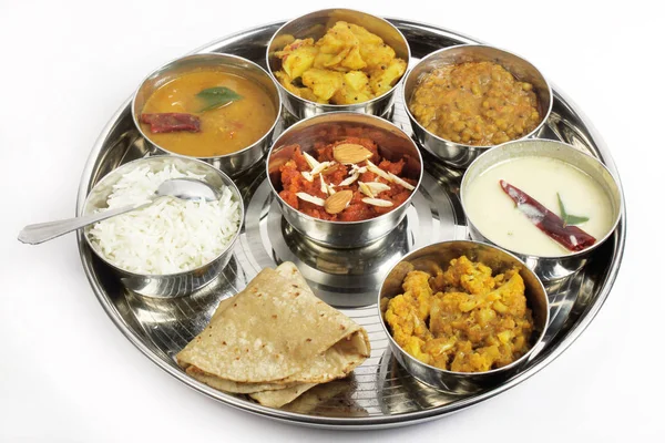 Delicious & Healthy indian veg food thali Fulfill with vegetarian meal.