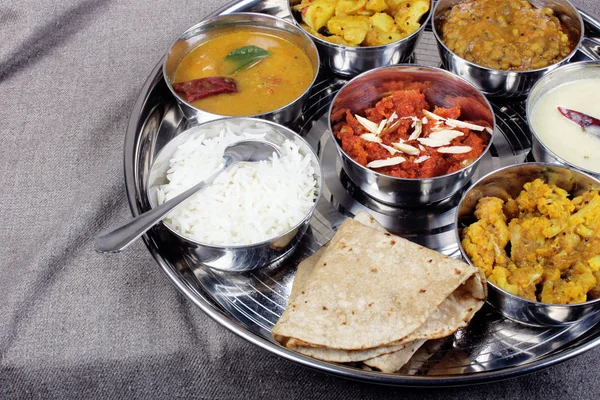 Delicious & Healthy indian veg food thali Fulfill with vegetarian meal.
