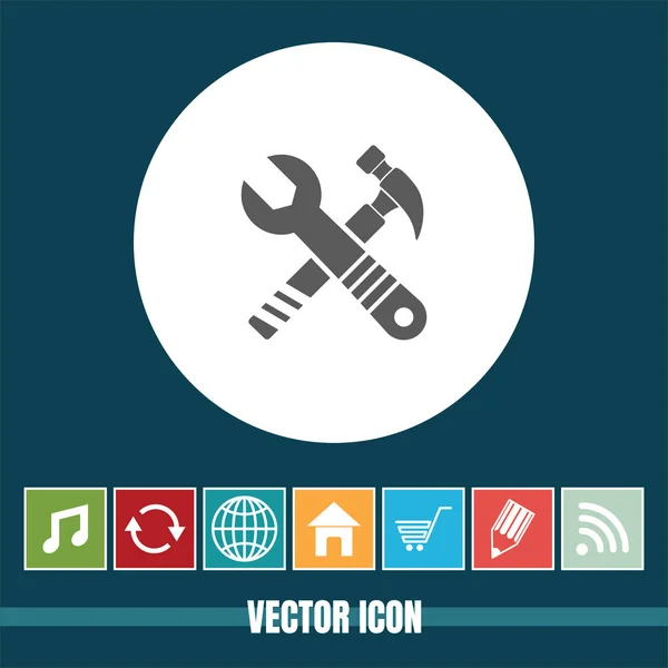 Muy Útil Vector Icono Martillo Llave Inglesa Con Iconos Bonificación — Archivo Imágenes Vectoriales