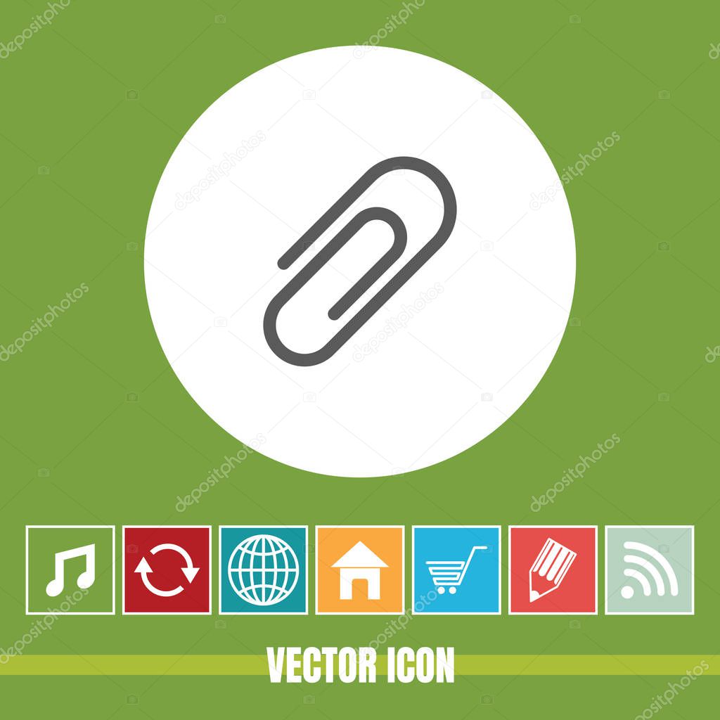 Very Useful Vector Icon Of Paper Clip or Attachment with Bonus Icons. Very Useful For Mobile App, Software & Web.