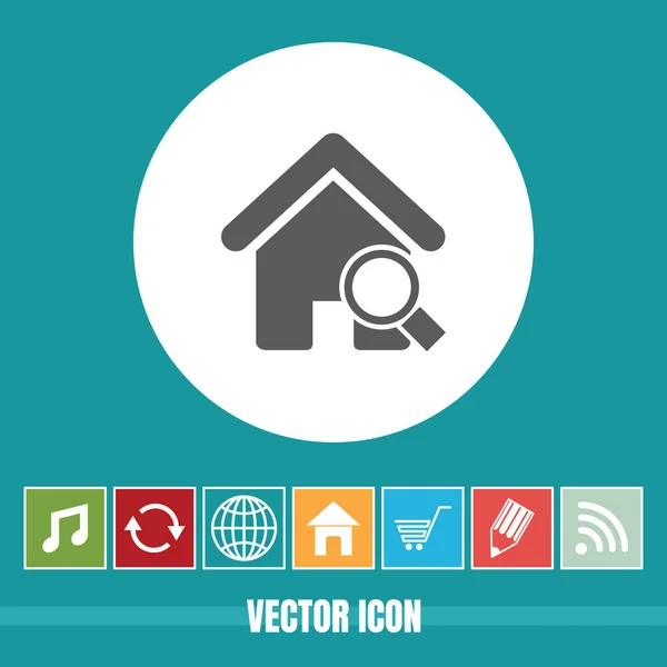 Sehr Nützliches Vektorsymbol Der Immobiliensuche Mit Bonussymbolen Sehr Nützlich Für — Stockvektor