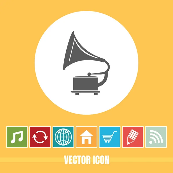 Icône Vectorielle Très Utile Gramophone Avec Des Icônes Bonus Très — Image vectorielle
