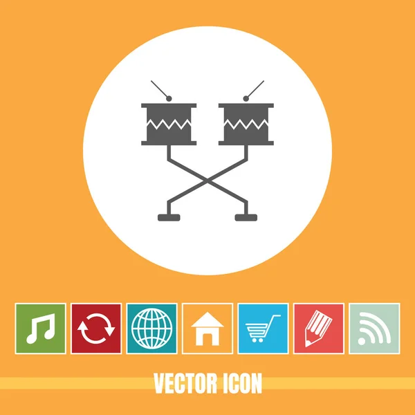 Icône Vectorielle Très Utile Tambour Avec Des Icônes Bonus Très — Image vectorielle