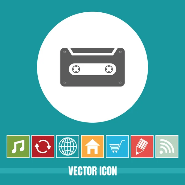 Icône Vectorielle Très Utile Cassette Avec Des Icônes Bonus Très — Image vectorielle