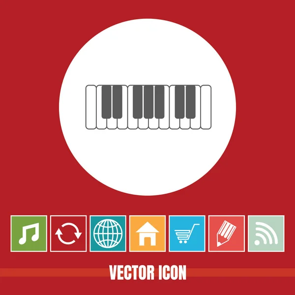 Vector Muy Útil Icono Las Teclas Piano Con Iconos Bonificación — Vector de stock