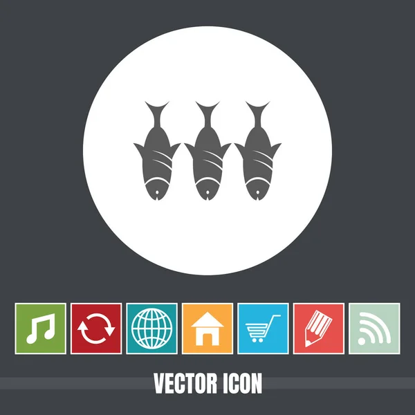 Muy Útil Vector Icono Pescado Con Iconos Bonificación Muy Útil — Vector de stock