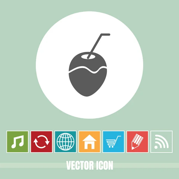 Icône Vectorielle Très Utile Noix Coco Verte Avec Des Icônes — Image vectorielle