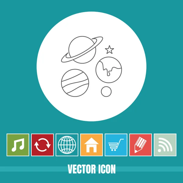Sehr Nützliches Vektorzeilensymbol Von Planeten Mit Bonussymbolen Sehr Nützlich Für — Stockvektor