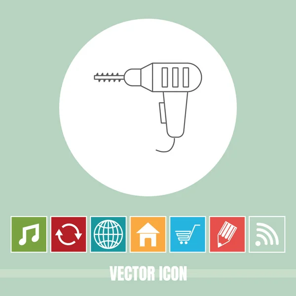 Very Useful Vector Line Icon Drill Machine Bonus Icons Very — Stock Vector