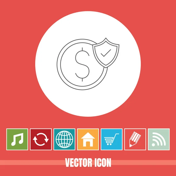 Icono Línea Vectorial Muy Útil Dinero Asegurado Con Iconos Bonificación — Vector de stock