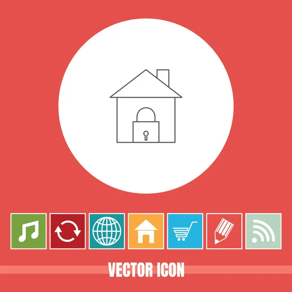 Полезная Векторная Икона Безопасного Дома Бонусными Иконами Полезен Мобильного Приложения — стоковый вектор