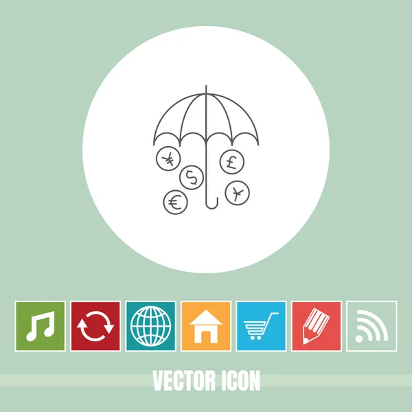 Sehr Nützliches Vektorzeilensymbol Von Geld Regenschirm Mit Bonussymbolen Sehr Nützlich — Stockvektor