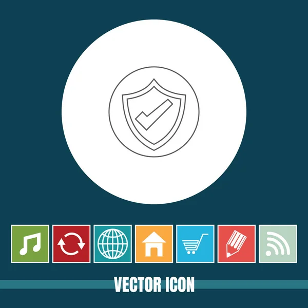 Icône Ligne Vectorielle Très Utile Bouclier Protection Avec Des Icônes — Image vectorielle