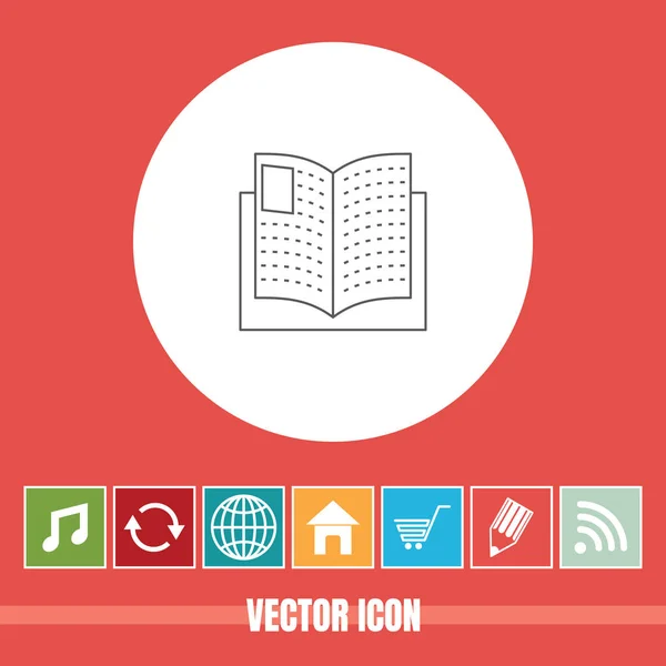 Muy Útil Vector Line Icono Libro Abierto Con Iconos Bonificación — Vector de stock