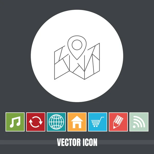Полезная Векторная Иконка Карте Бонусными Иконами Полезен Мобильного Приложения Интернета — стоковый вектор