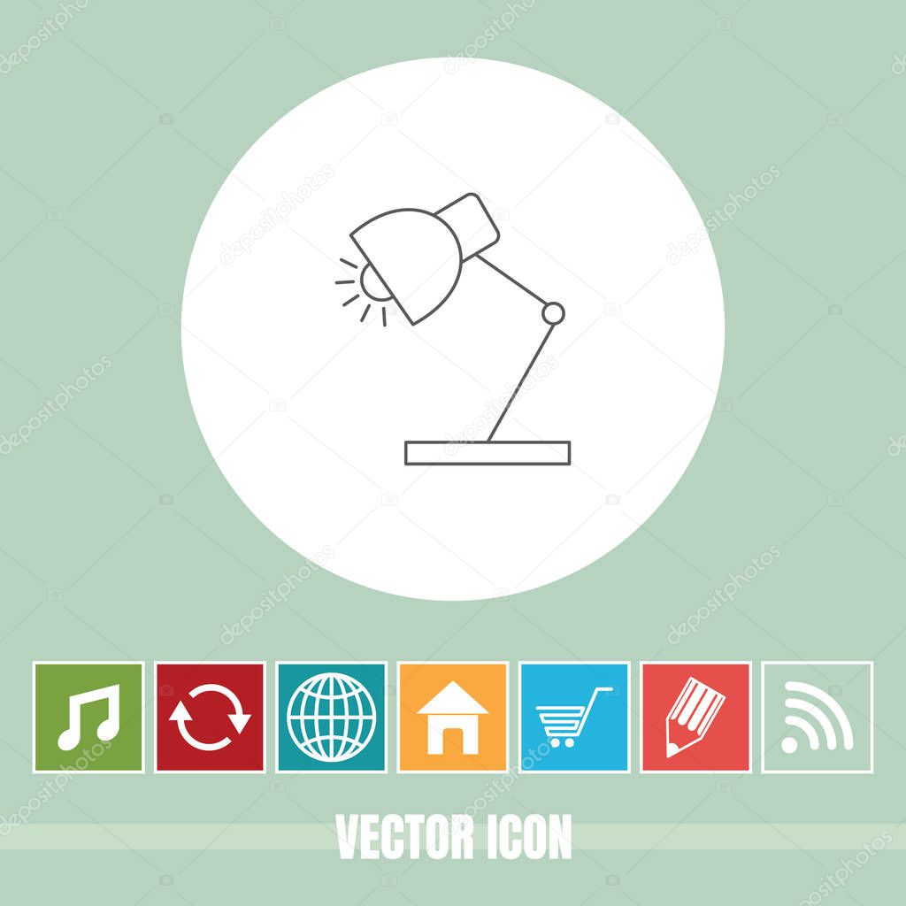 Very Useful Vector Line Icon Of Table Lamp with Bonus Icons. Very Useful For Mobile App, Software & Web.