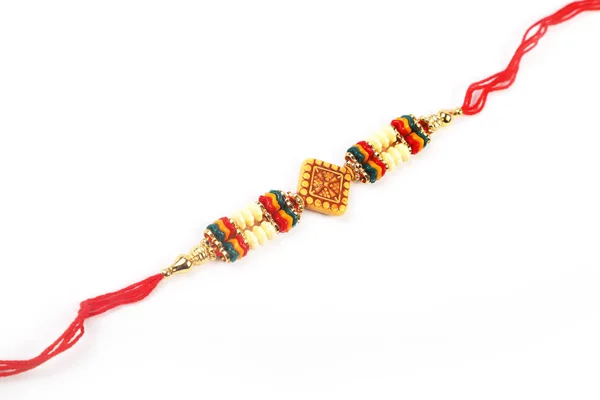 Traditional Indian Bracelet Calls Rakhi, Sister Ties On Brothers Wrist on the Ocassion of Rakshabandhan — Stock Photo, Image