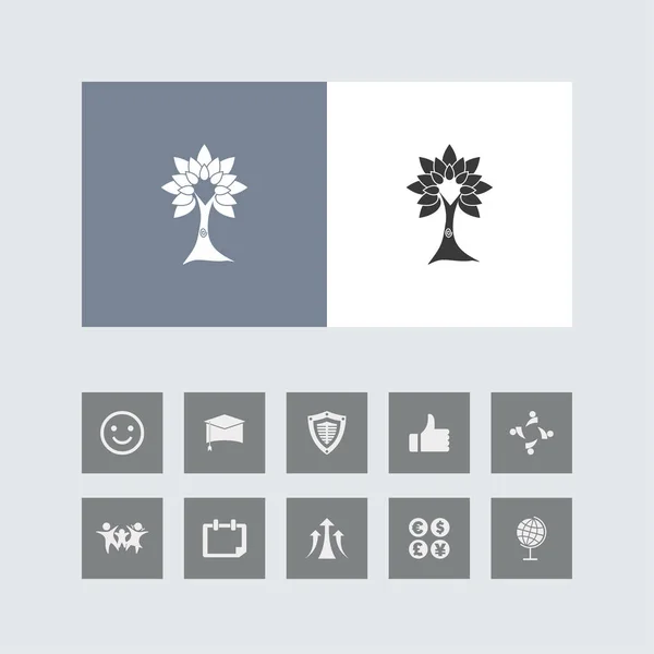 Icono Árbol Creativo Con Iconos Bonificación — Archivo Imágenes Vectoriales