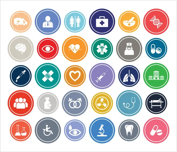 Kórházi Vagy Egészségügyi Infografikai Kerek Kialakítás Ikon Készletek Web App — Stock Vector