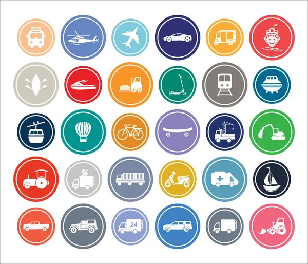 Juegos Redondos Del Icono Del Diseño Infografía Del Transporte Para — Archivo Imágenes Vectoriales