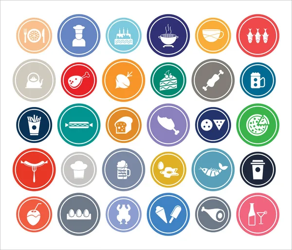 Infografía Alimentos Bebidas Conjuntos Iconos Diseño Redondo Para Web Aplicación — Vector de stock