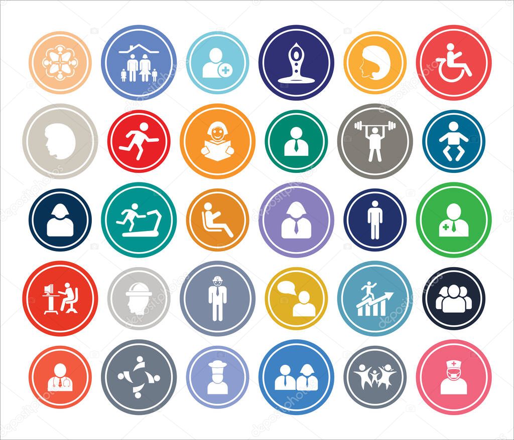 People Infographic Round design Icon Sets For Web, App And Design.