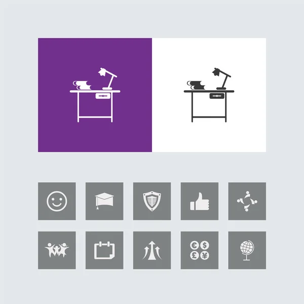 ボーナスアイコン付きのクリエイティブスタディテーブルアイコン — ストックベクタ