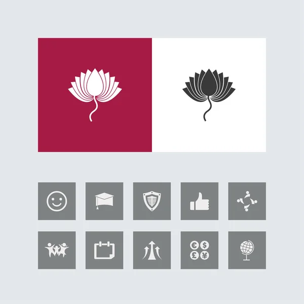 Icône Créative Lotus Avec Des Icônes Bonus — Image vectorielle
