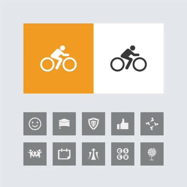 Creatieve Fietser Pictogram Met Bonus Pictogrammen — Stockvector