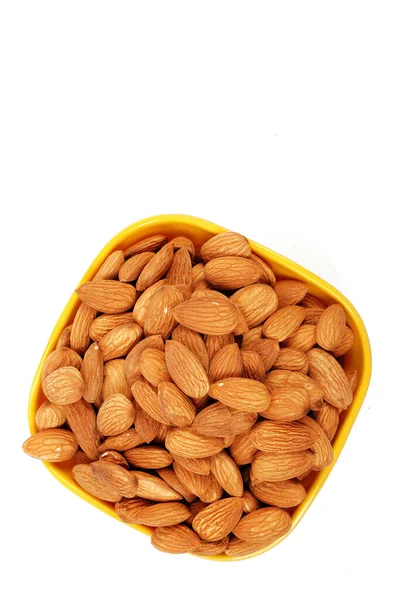 Group Almonds Bowl Isolated White — Stock Photo, Image