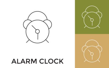 Başlıklı Düzenlenebilir Alarm Saati İnce Satır Simgesi. Mobil Uygulama, Web Sitesi, Yazılım ve Yazdırma Ortamı için kullanışlı.