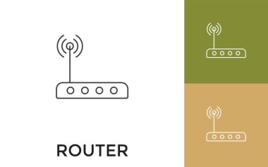 Düzenlenebilir Wi-Fi Yönlendirici Başlıklı İnce Satır Simgesi. Mobil Uygulama, Web Sitesi, Yazılım ve Yazdırma Ortamı için kullanışlı.