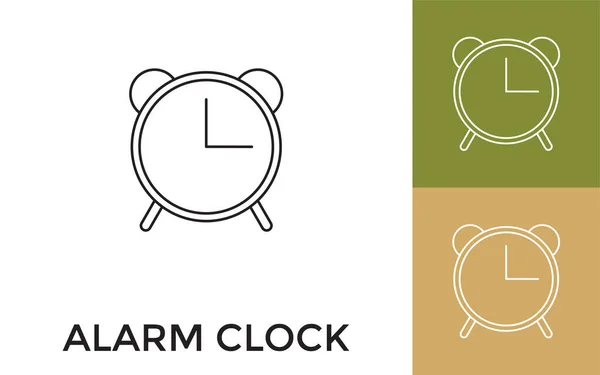 Reloj Alarma Editable Icono Línea Delgada Con Título Útil Para — Vector de stock