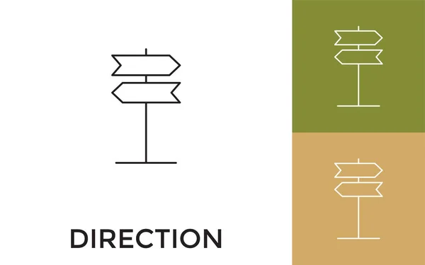 Sentier Modifiable Direction Panneau Panneau Ligne Mince Icône Avec Titre — Image vectorielle