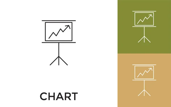 Editable Presentation Chart Thin Line Icon Title Useful Mobile Application — Stock Vector