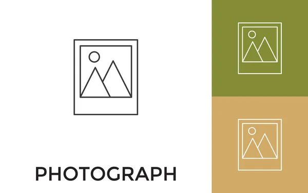 Editable Photo Thin Line Icon Title 모바일 애플리케이션에 사이트 소프트웨어 — 스톡 벡터