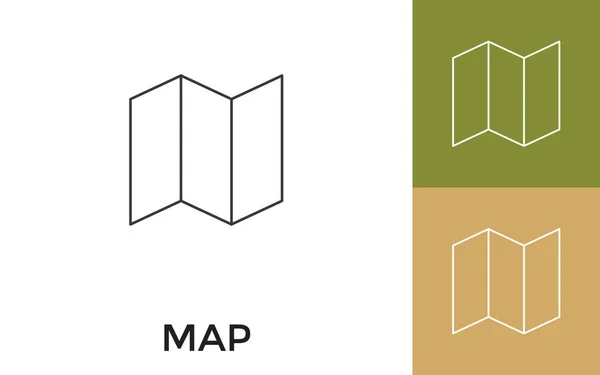 Editierbares Map Thin Line Icon Mit Titel Nützlich Für Mobile — Stockvektor