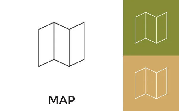 Carte Modifiable Icône Ligne Mince Avec Titre Utile Pour Les — Image vectorielle