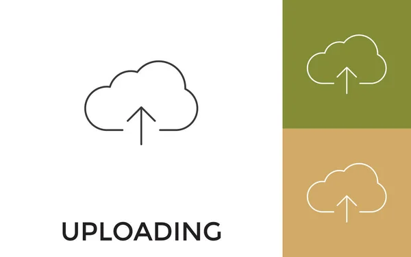 可编辑云上传瘦行图标与标题 适用于移动应用 软件及印刷媒体 — 图库矢量图片